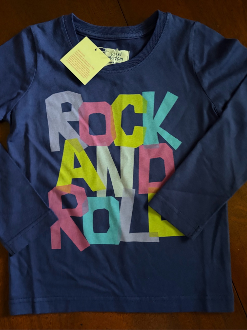 3/4 Mini  Boden Navy Blue Tee Rock and Roll